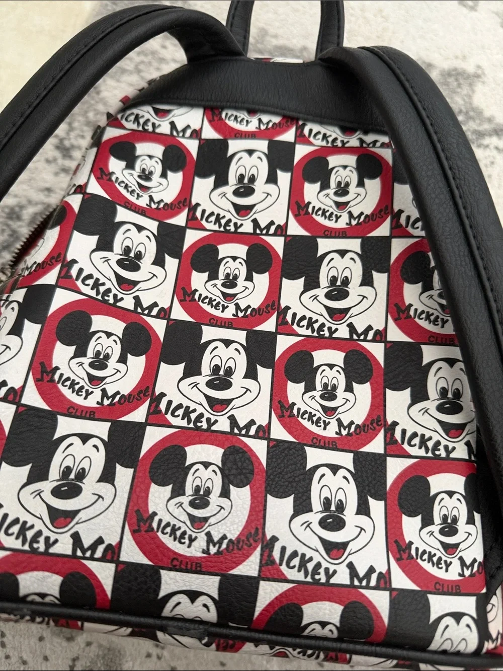 Loungefly Mickey Mouse Club Checker Mini Backpack - Black, White & Red